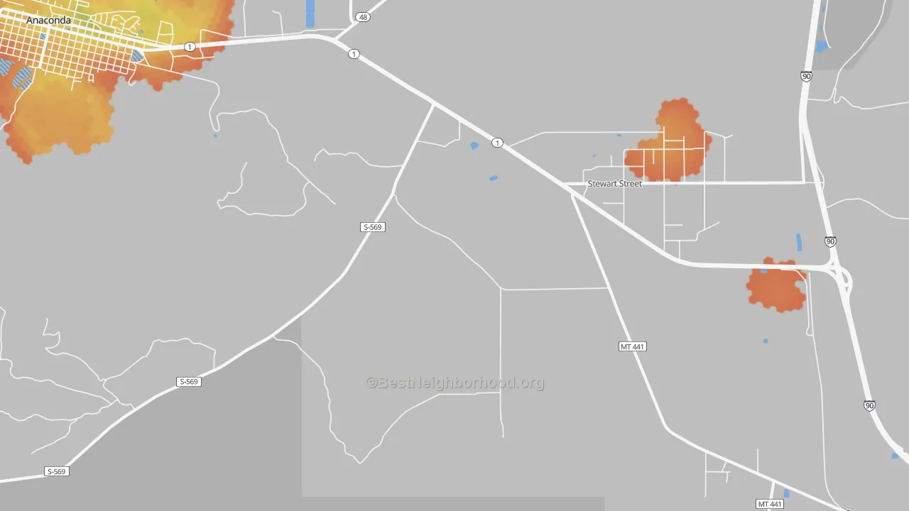 Bike Grade map of Opportunity, MT