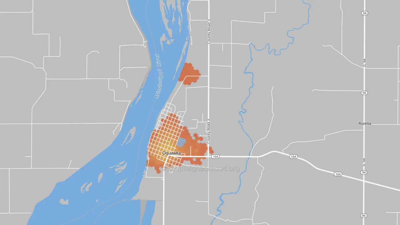 Bike Grade map of Oquawka, IL
