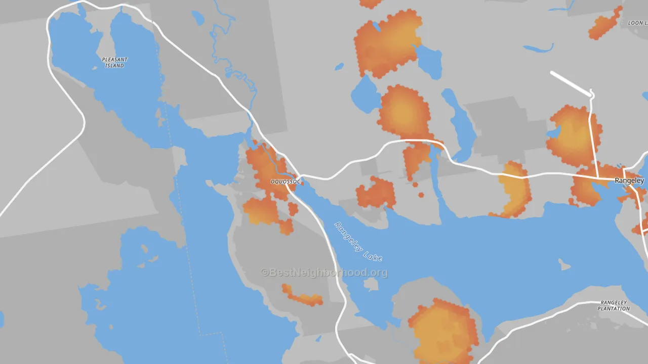 Bike Grade map of Oquossoc, ME