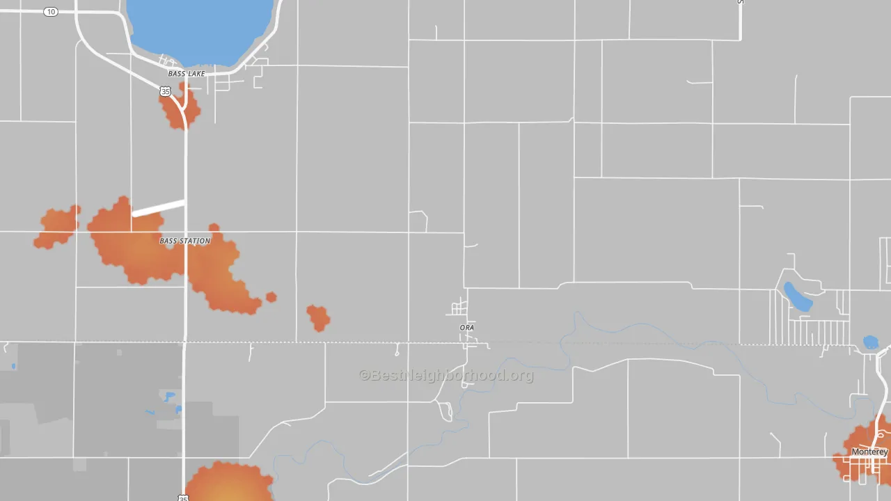 Bike Grade map of Ora, IN