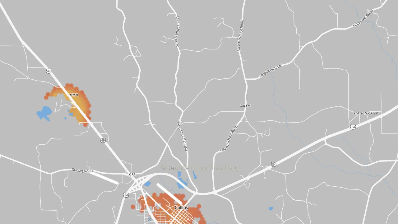 Bike Grade map of Ora, MS
