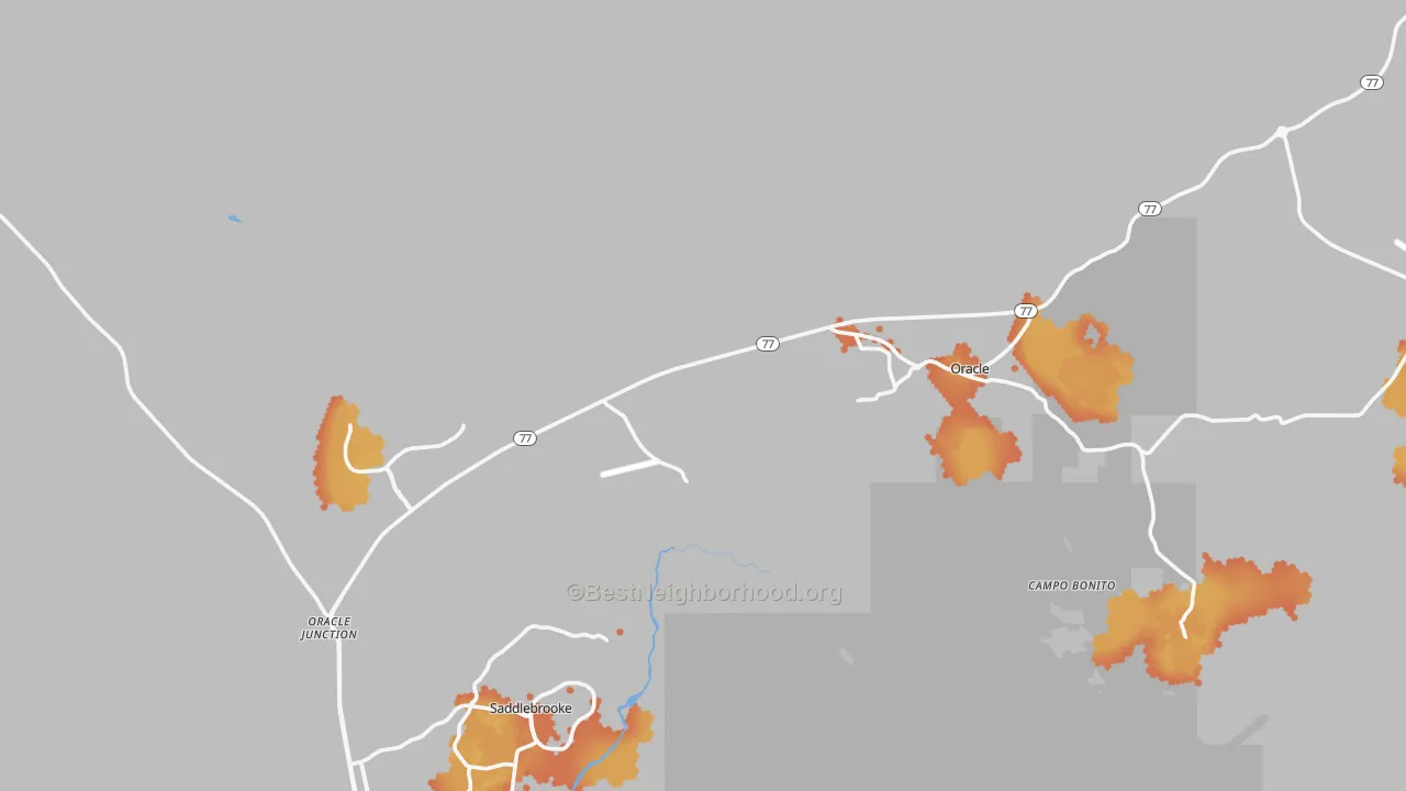 Bike Grade map of Oracle, AZ