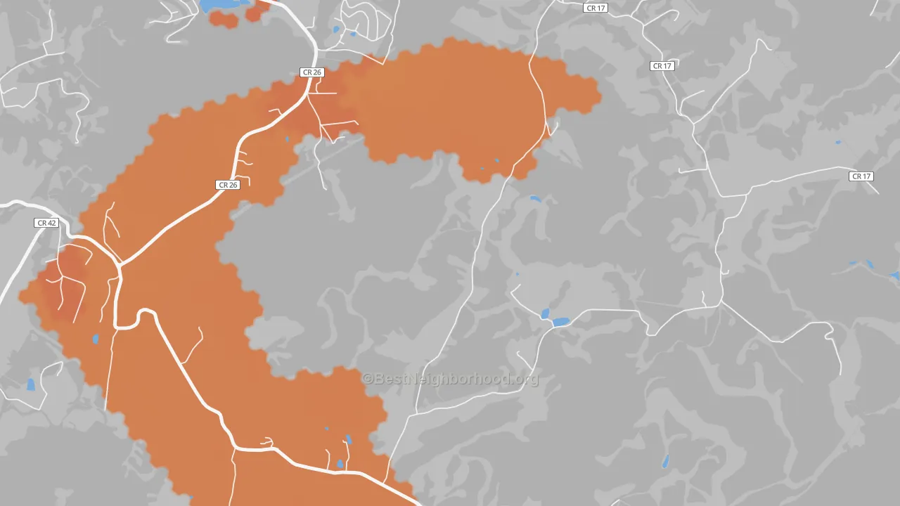 Bike Grade map of Oral Lake, WV