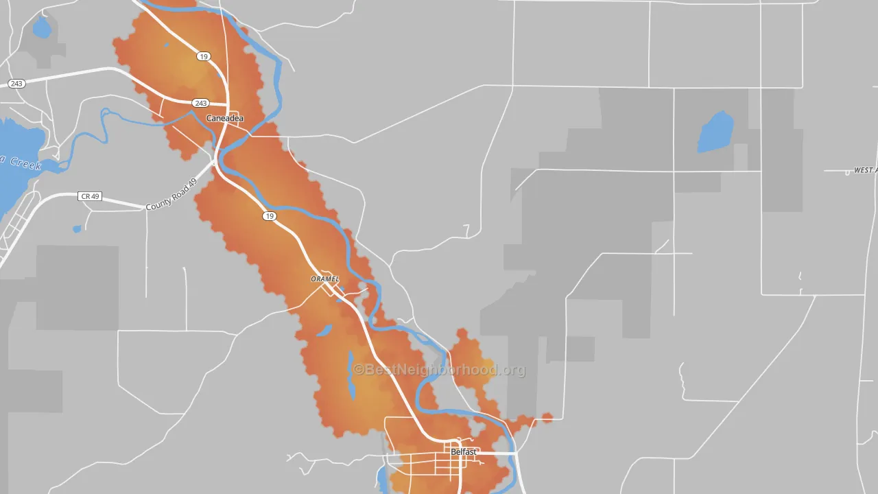 Bike Grade map of Oramel, NY