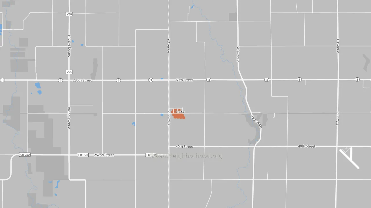 Bike Grade map of Oran, IA