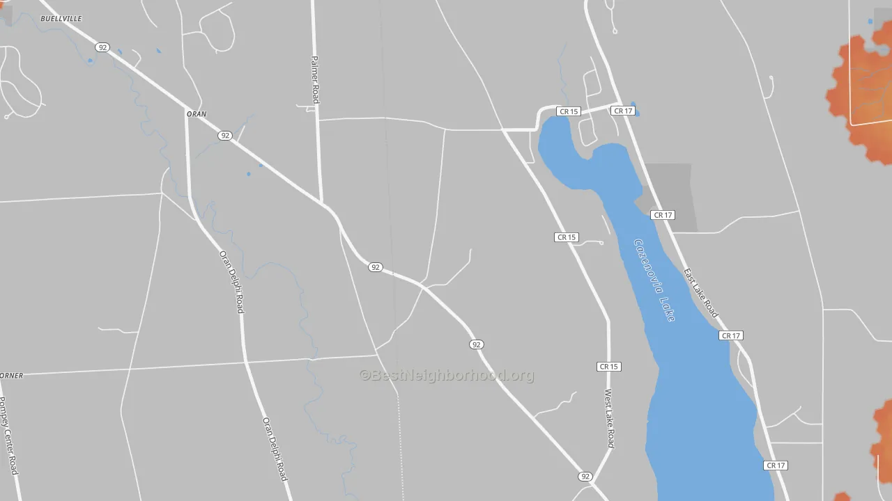 Bike Grade map of Oran, NY