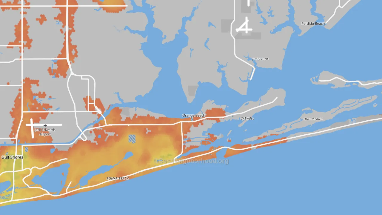 Bike Grade map of Orange Beach, AL