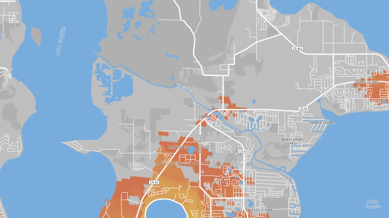 Bike Grade map of Orange Bend, FL