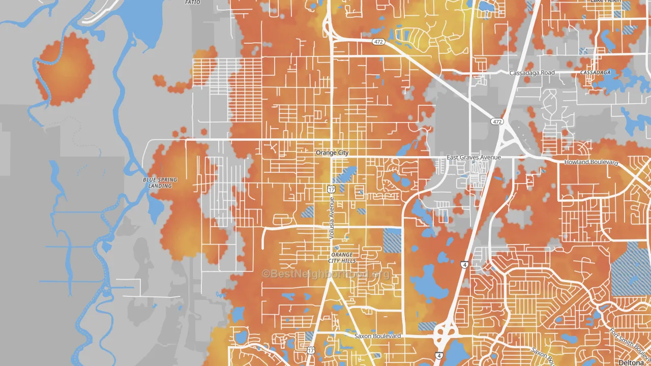Bike Grade map of Orange City, FL