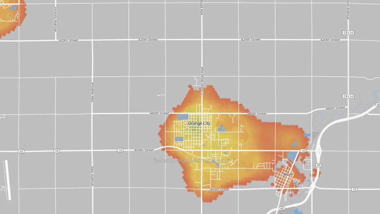 Bike Grade map of Orange City, IA