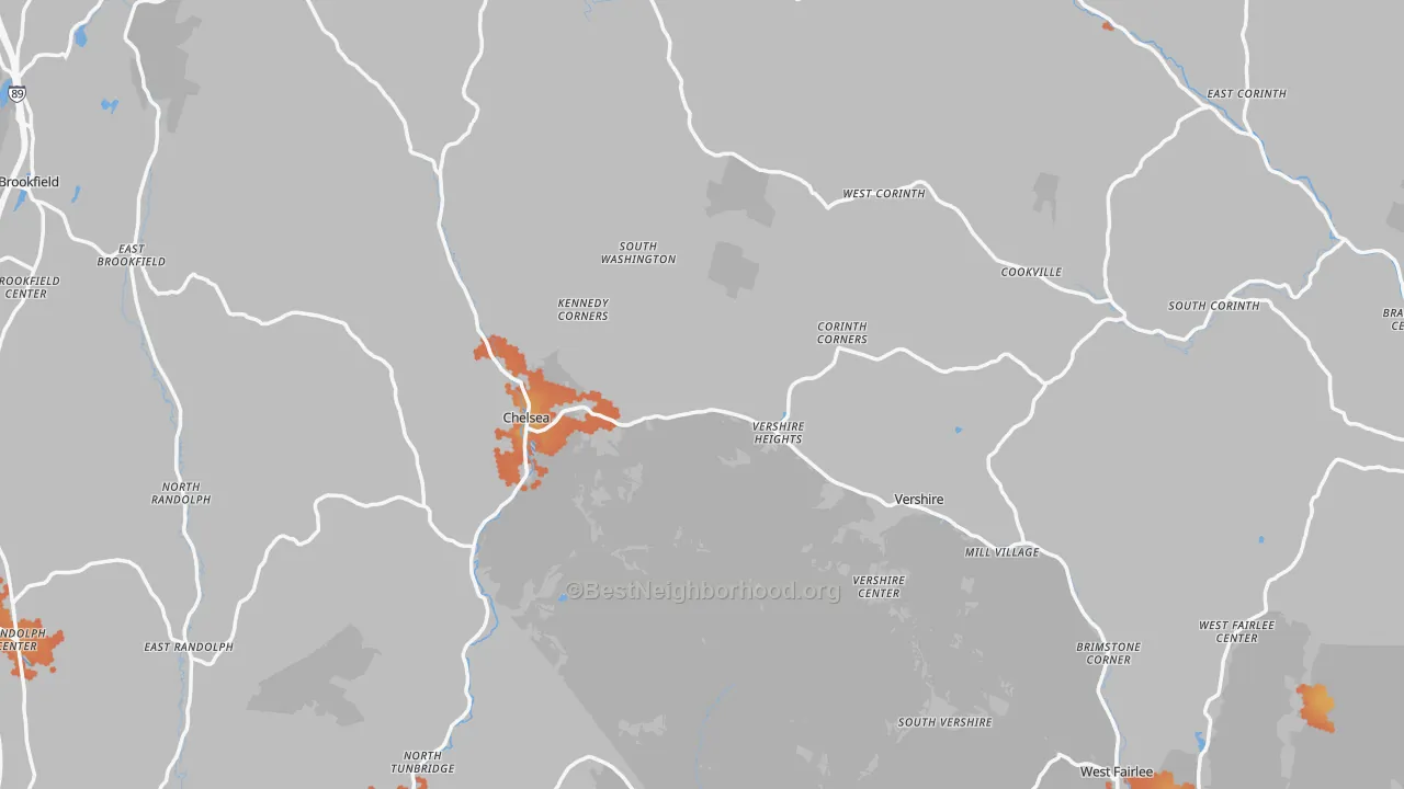 Bike Grade map of Orange County, VT