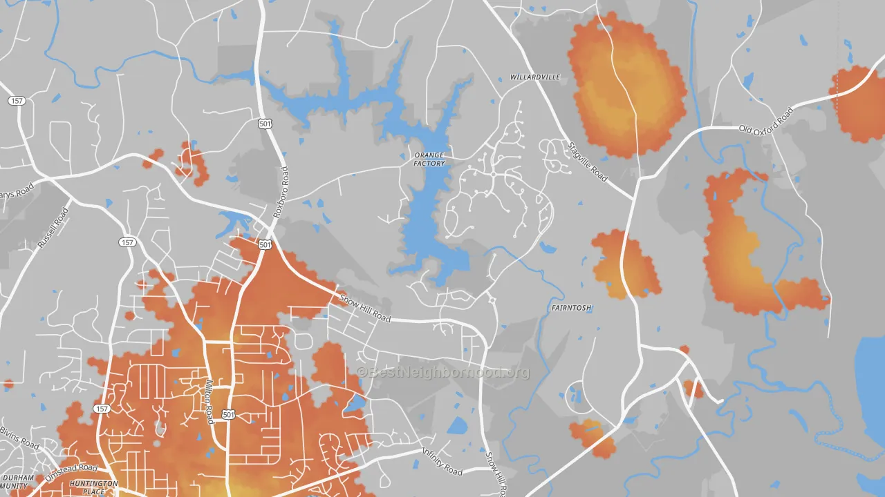 Bike Grade map of Orange Factory, NC