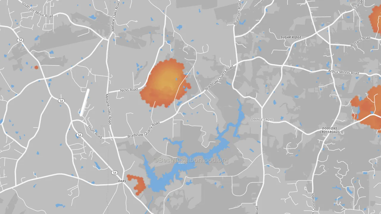 Bike Grade map of Orange Grove, NC