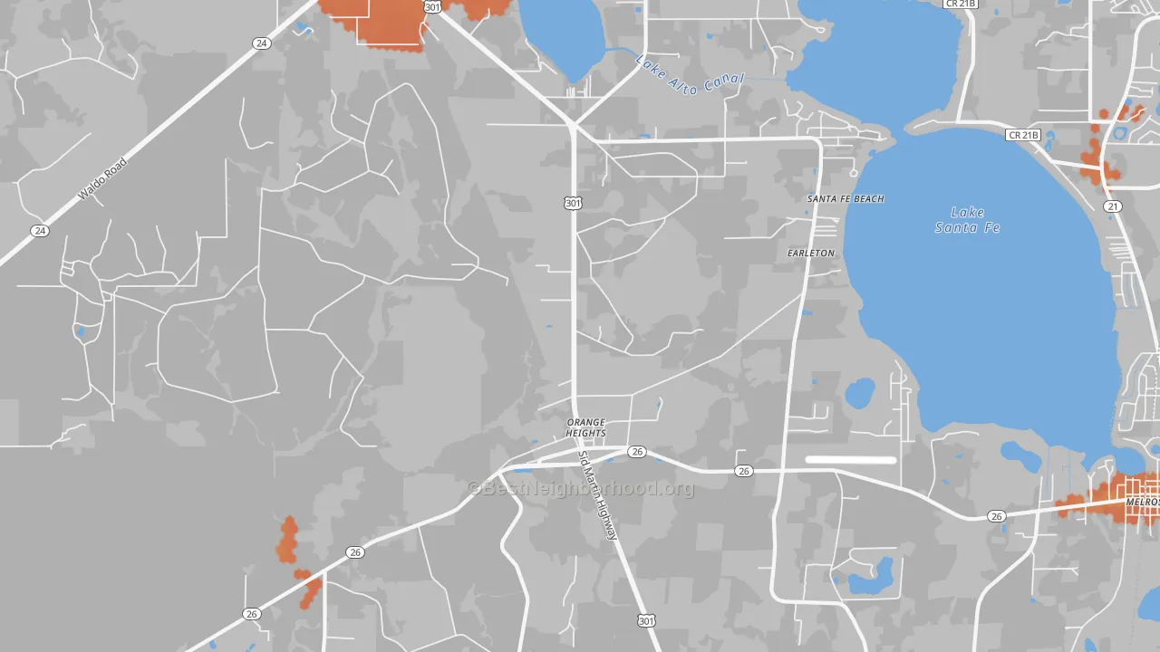 Bike Grade map of Orange Heights, FL