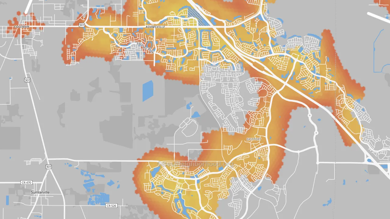 Bike Grade map of Orange Home, FL