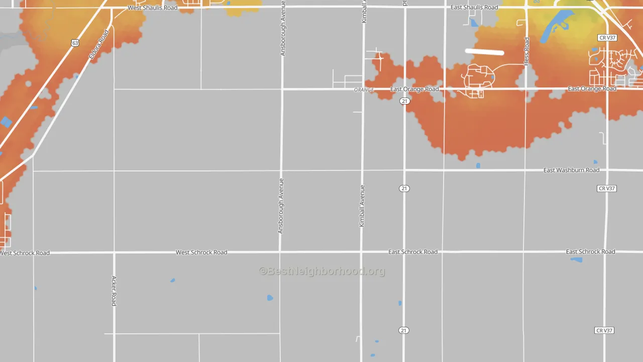 Bike Grade map of Orange, IA