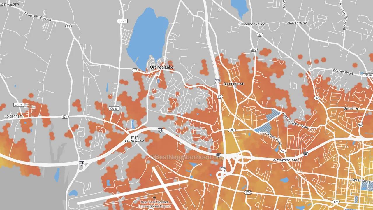 Bike Grade map of Orange Lake, NY