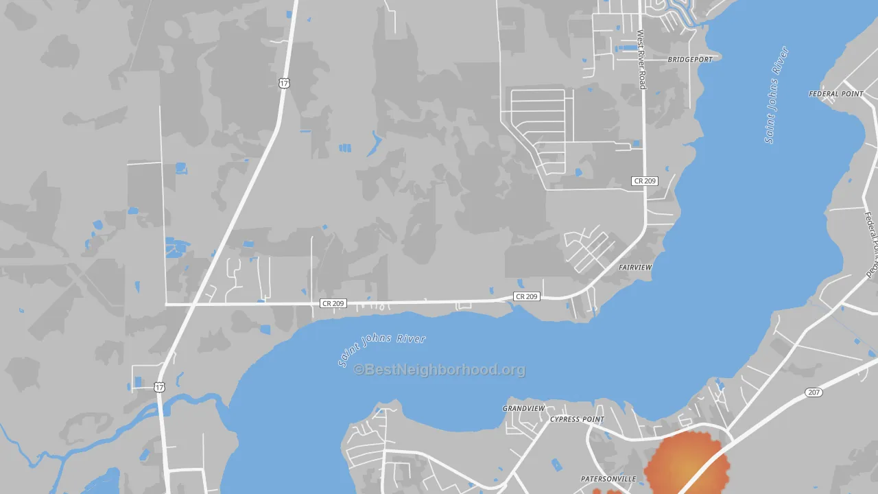 Bike Grade map of Orange Mills, FL