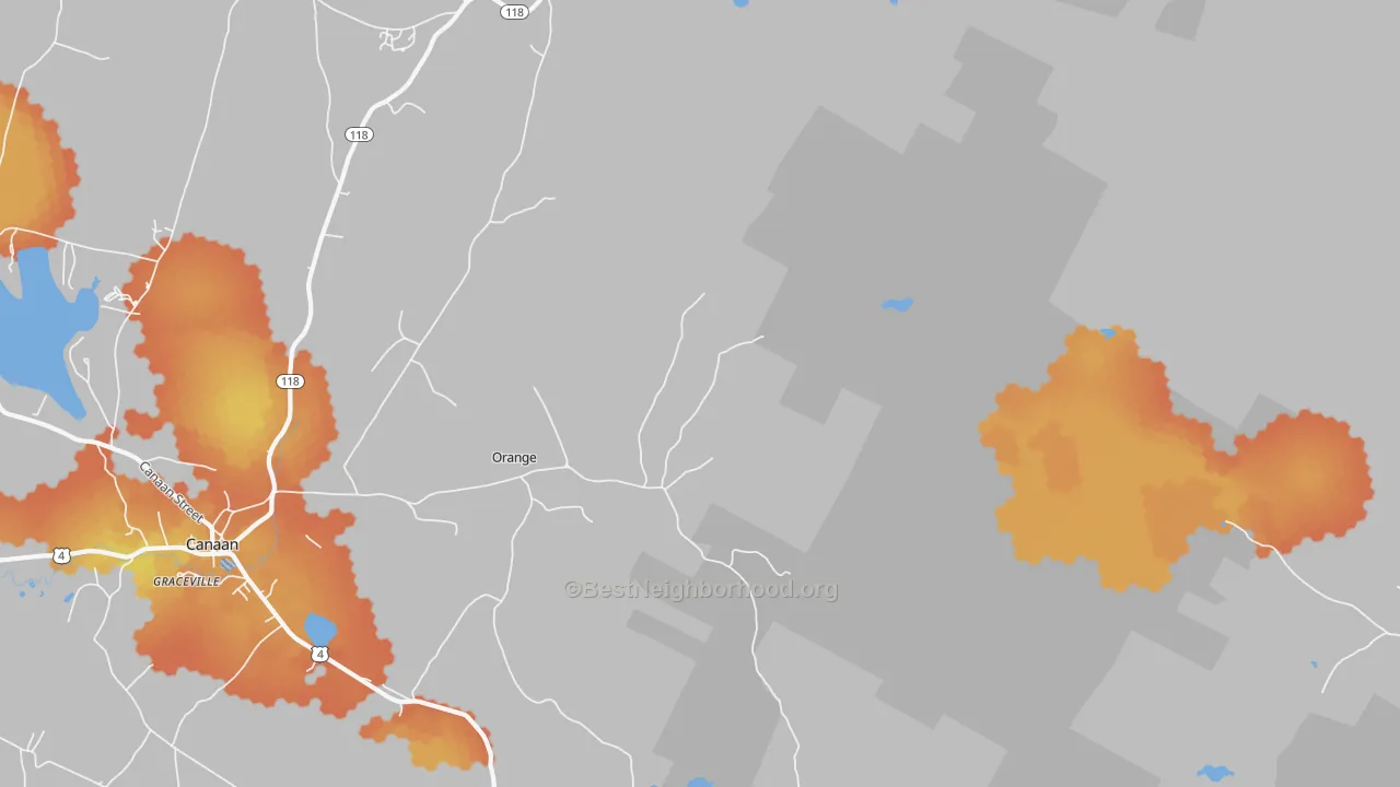 Bike Grade map of Orange, NH
