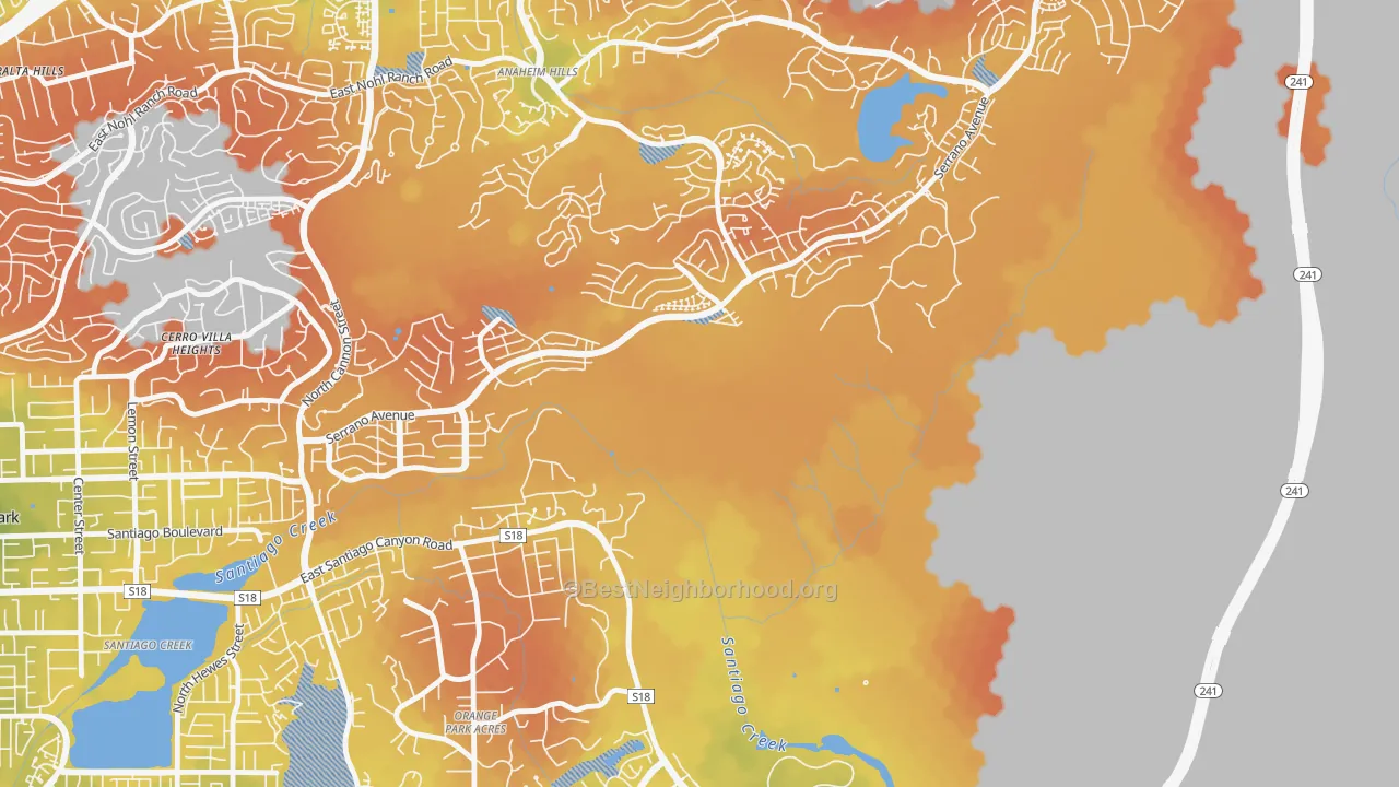 Bike Grade map of Orange Park Acres, CA