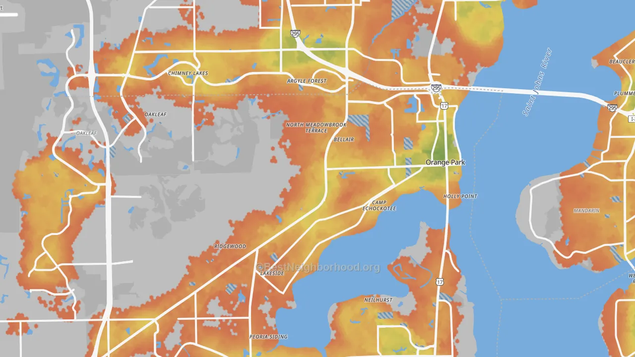 Bike Grade map of Orange Park, FL