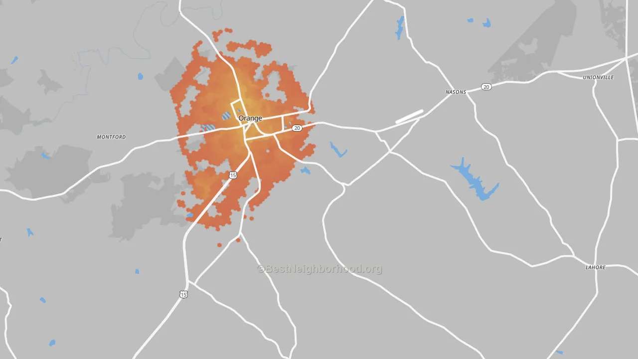 Bike Grade map of Orange, VA