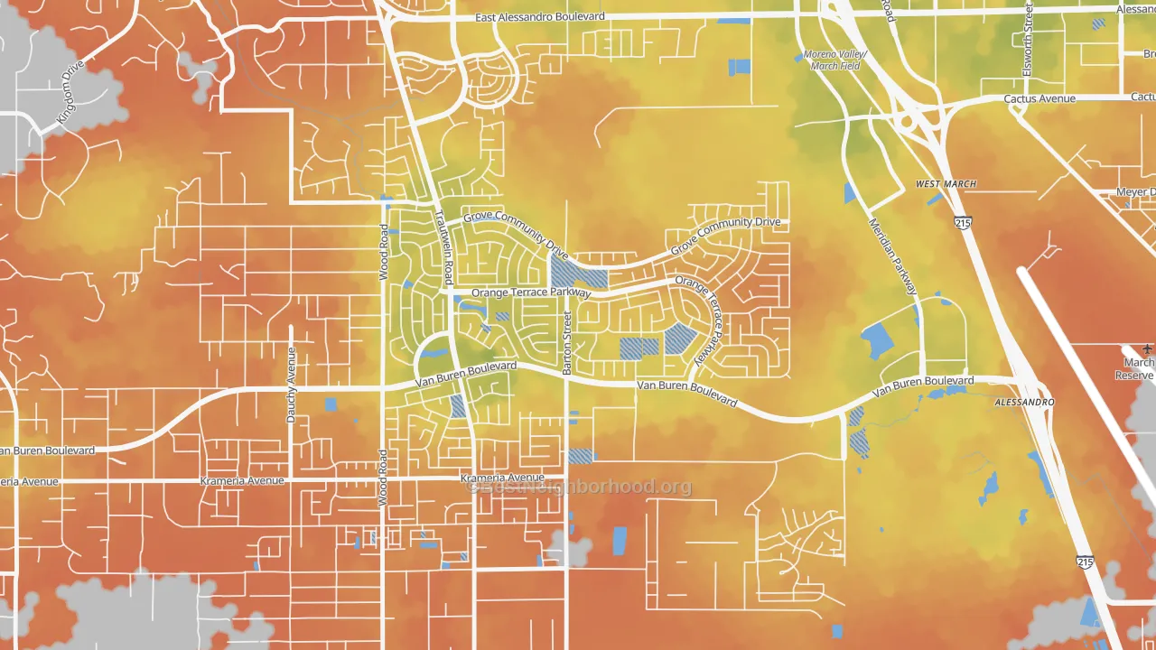 Bike Grade map of Orangecrest, Riverside, CA