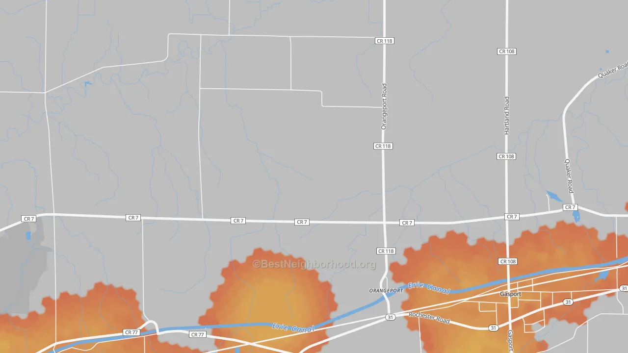 Bike Grade map of Orangeport, NY