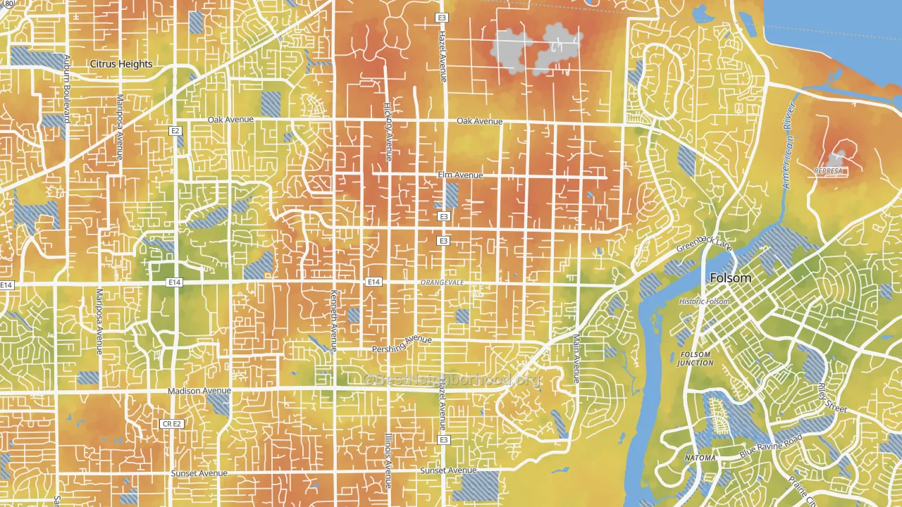 Bike Grade map of Orangevale, CA