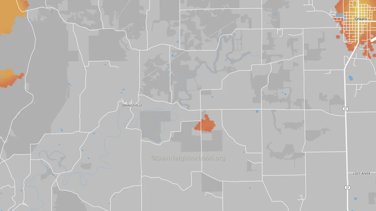 Bike Grade map of Orangeville, IN