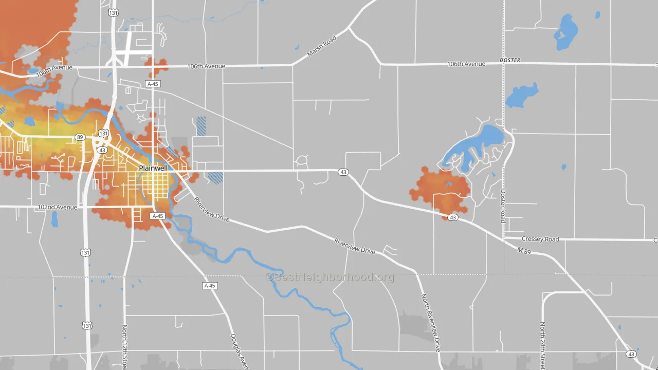 Bike Grade map of Orangeville, MI