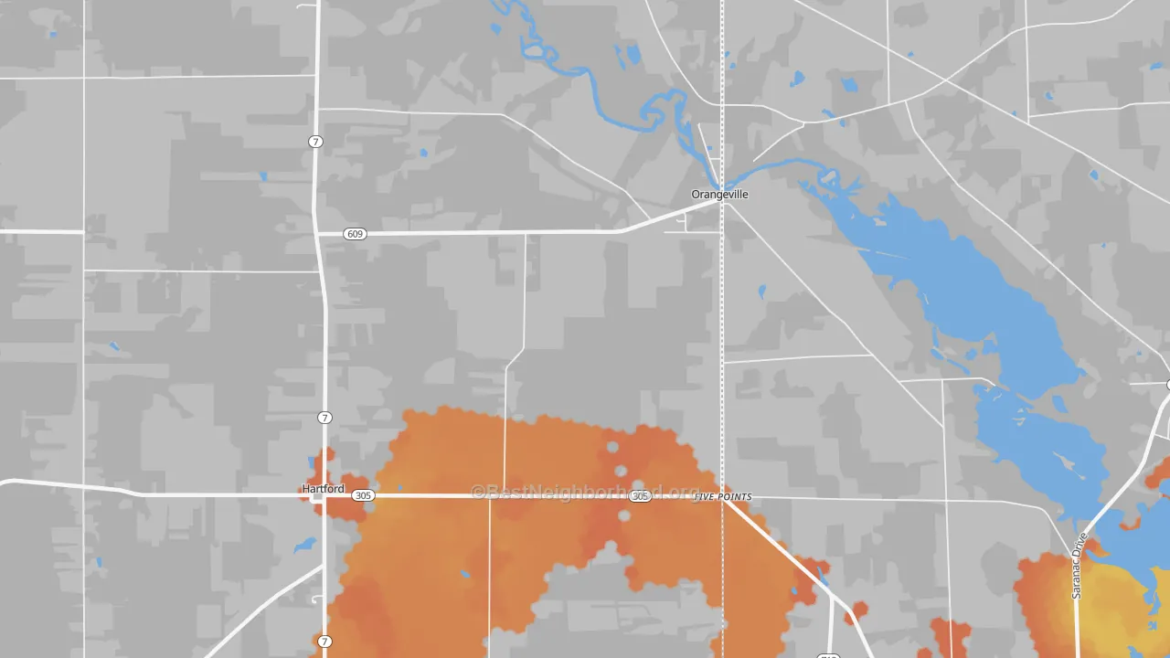 Bike Grade map of Orangeville, OH