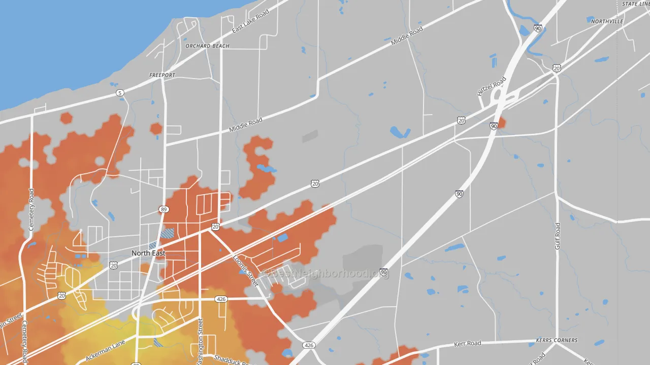 Bike Grade map of Orchard Beach, PA