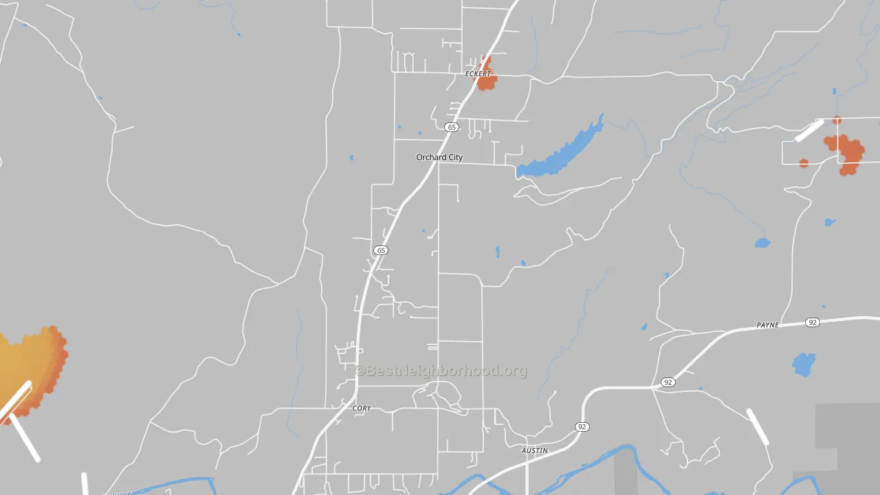 Bike Grade map of Orchard City, CO