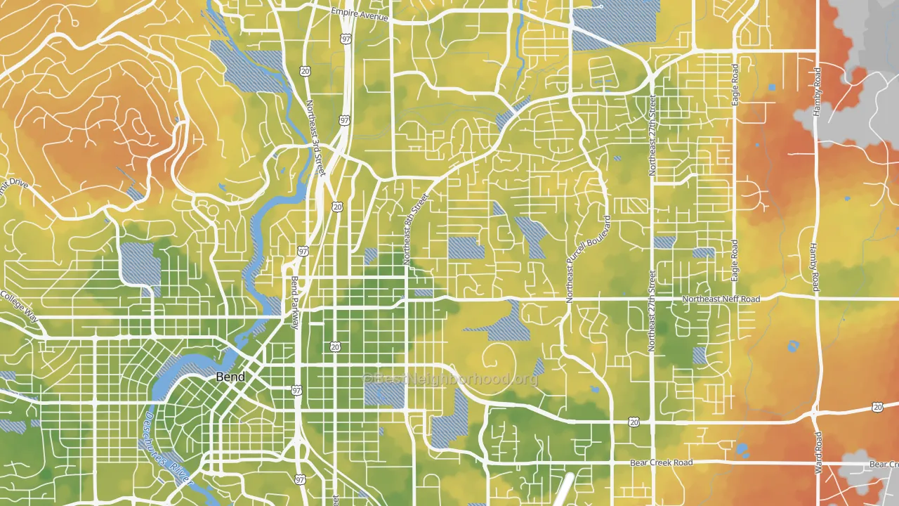 Bike Grade map of Orchard District, Bend, OR