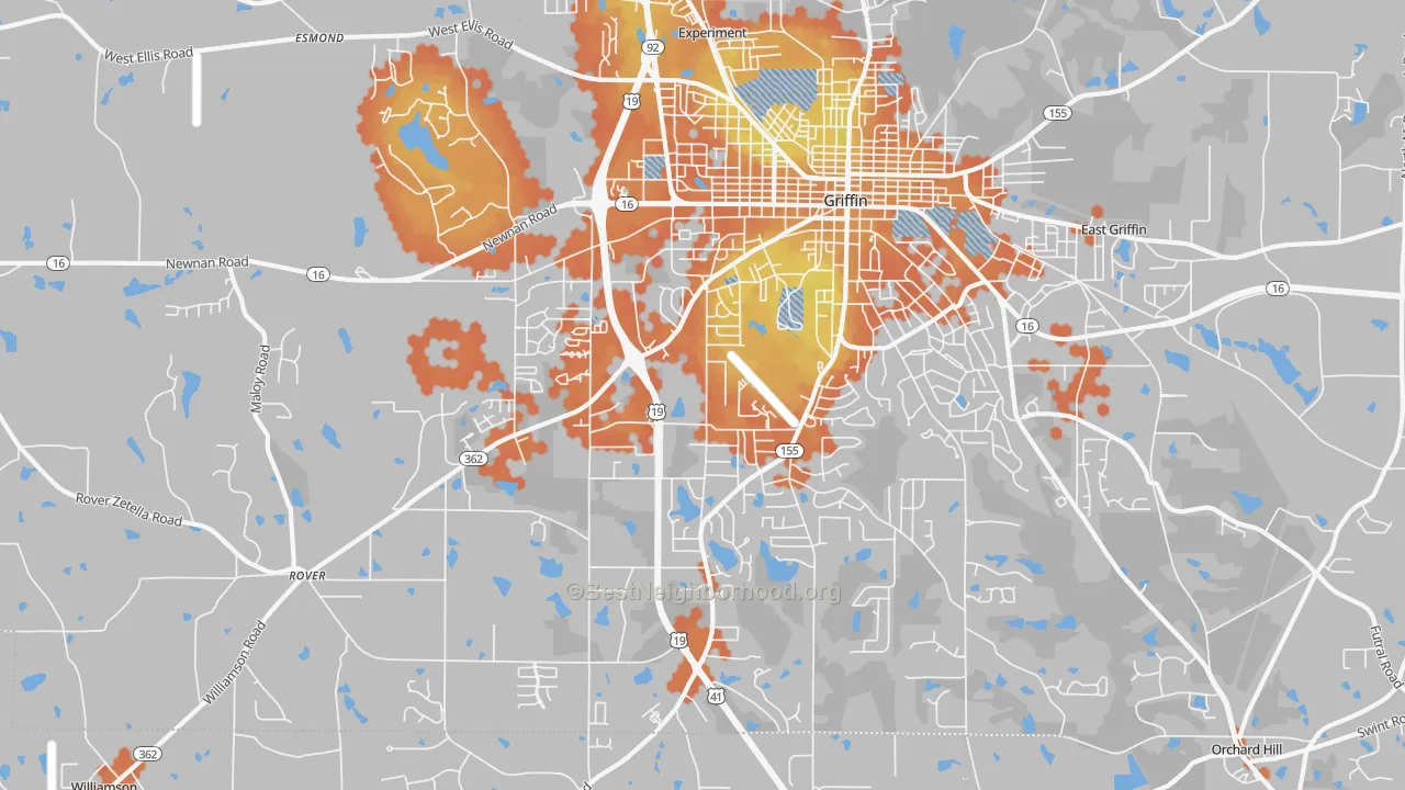 Bike Grade map of Orchard Hill, GA