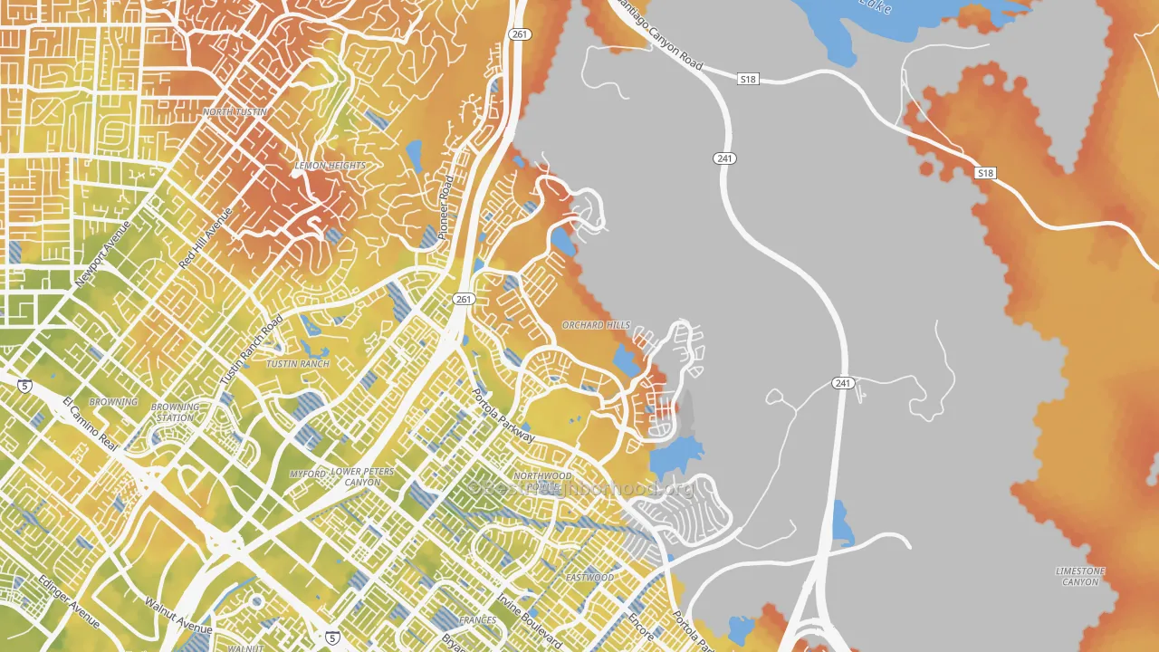 Bike Grade map of Orchard Hills, Irvine, CA