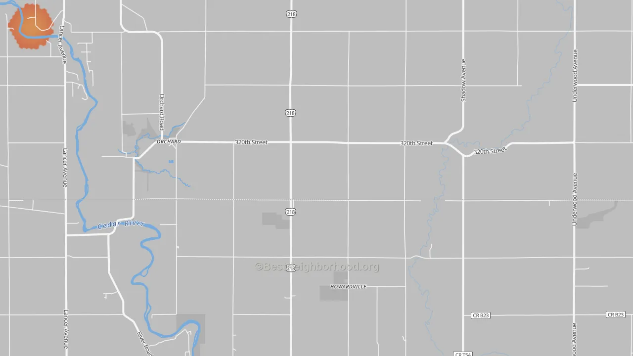 Bike Grade map of Orchard, IA