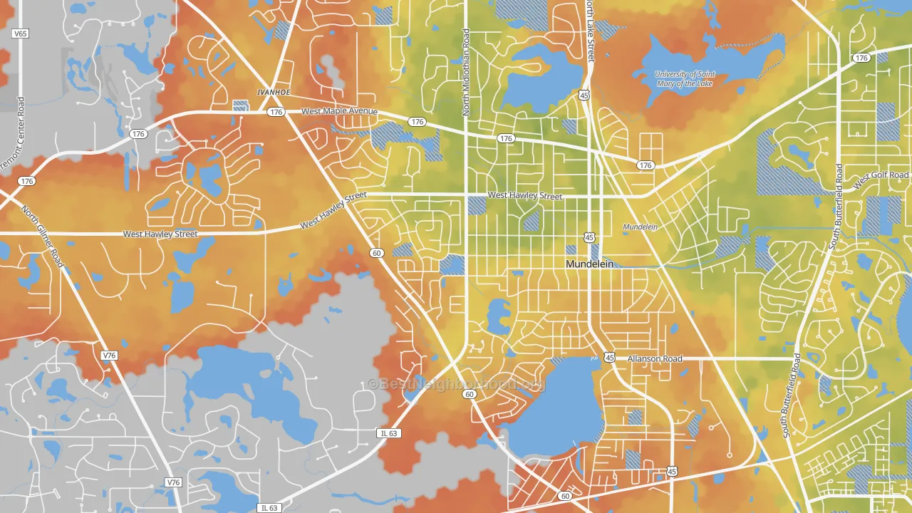 Bike Grade map of Orchard Meadows, Mundelein, IL