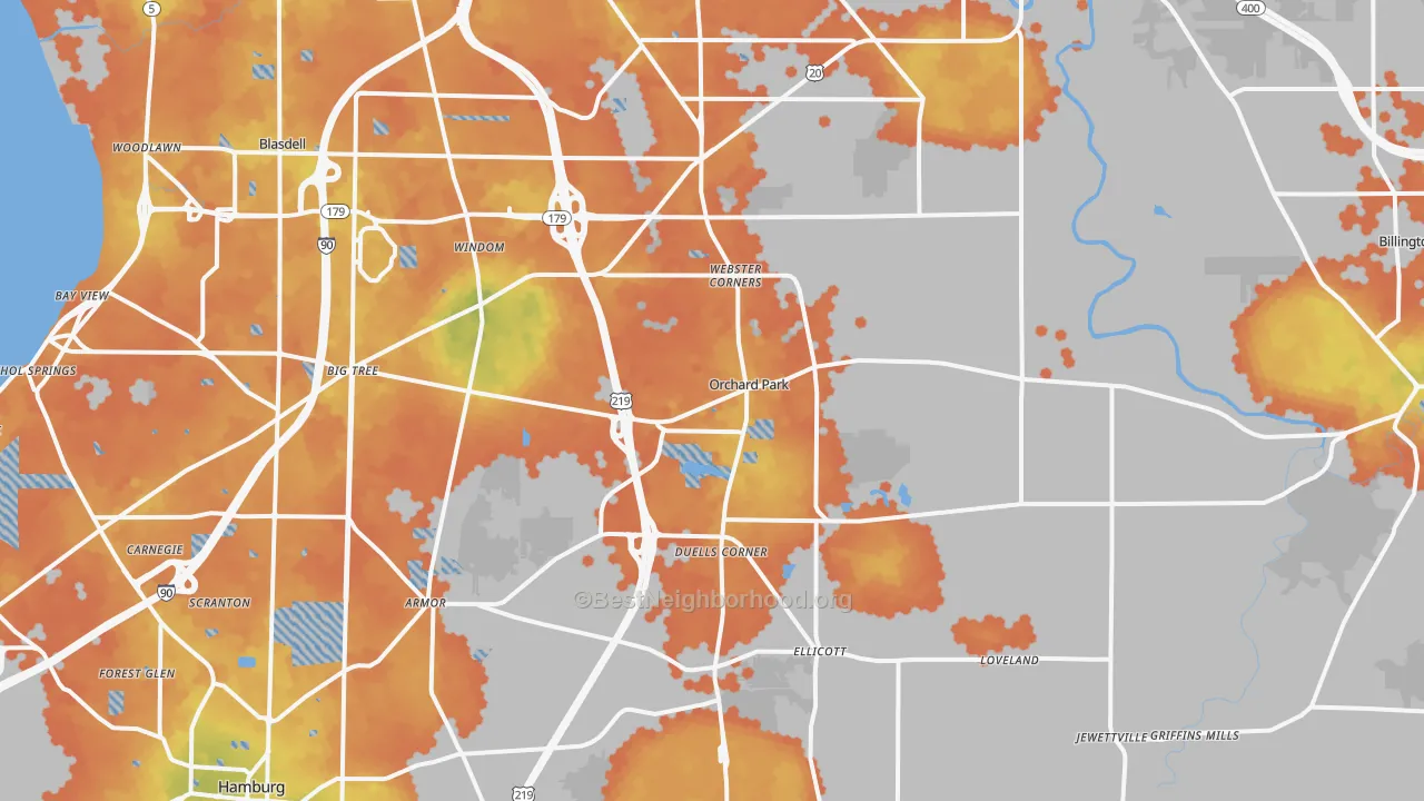 Bike Grade map of Orchard Park, NY