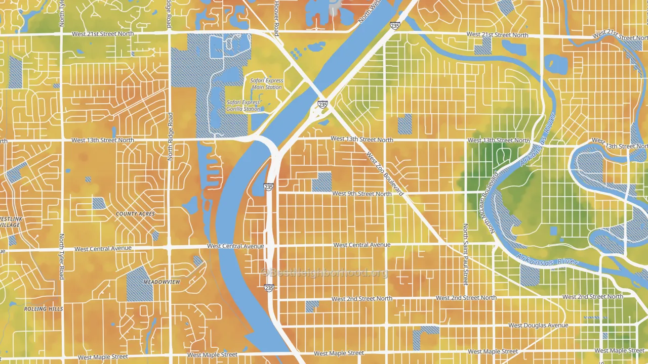 Bike Grade map of Orchard Park, Wichita, KS