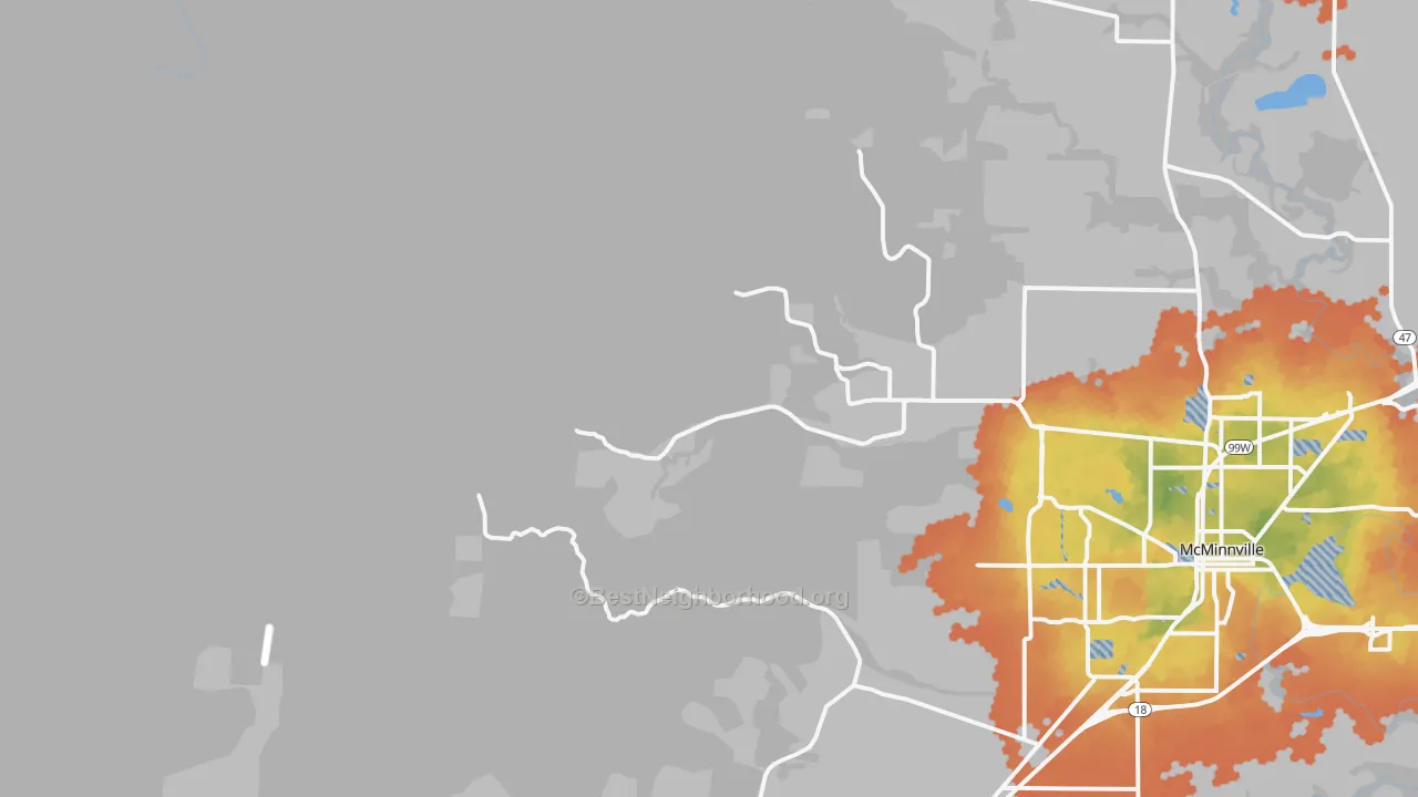 Bike Grade map of Orchard View, OR