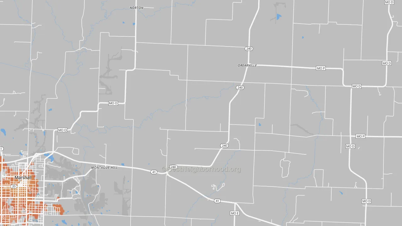 Bike Grade map of Orearville, MO