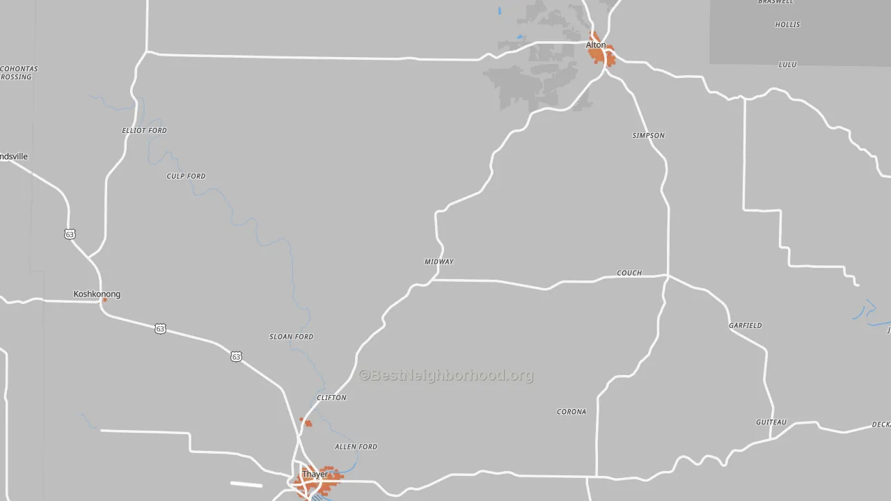 Bike Grade map of Oregon County, MO