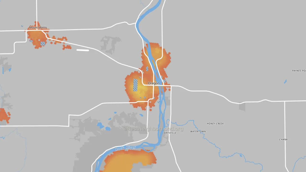 Bike Grade map of Oregon, IL