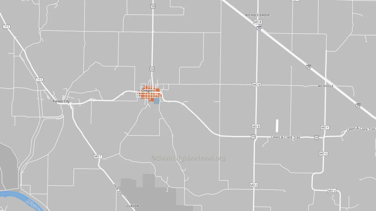 Bike Grade map of Oregon, MO