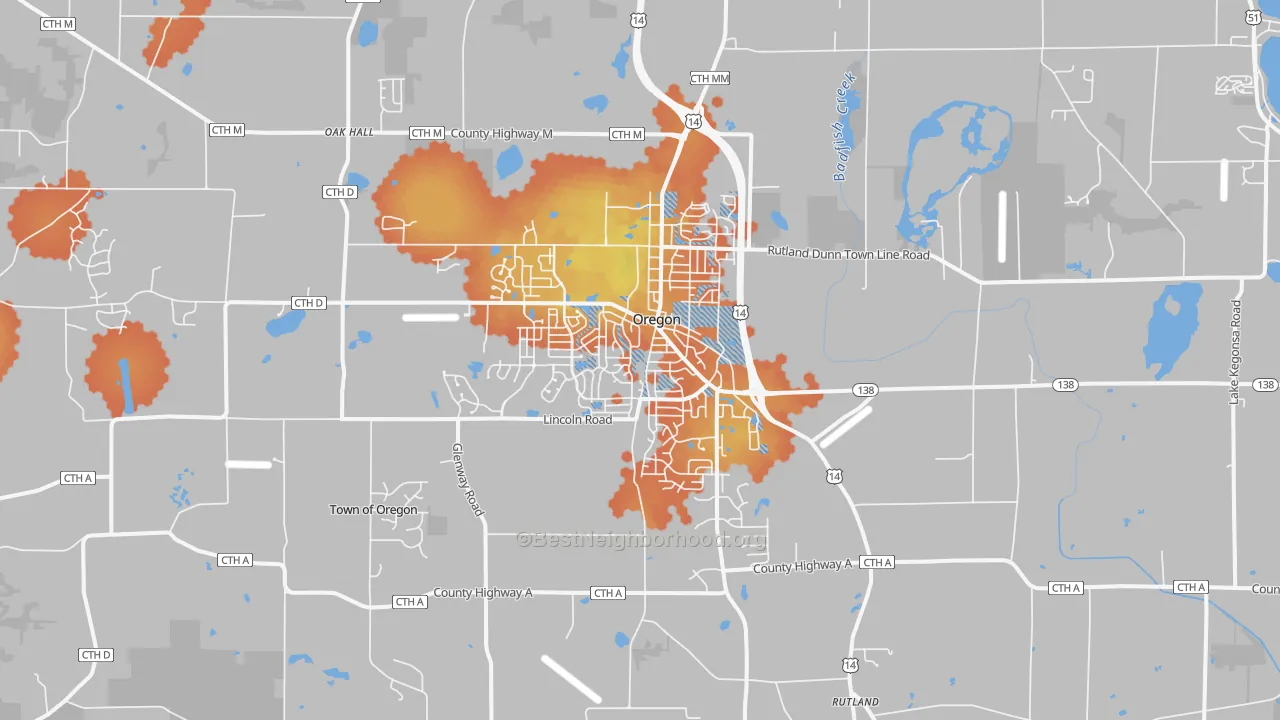 Bike Grade map of Oregon, WI
