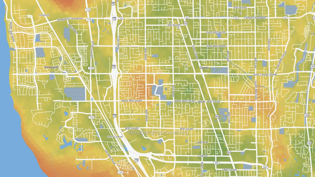 Bike Grade map of Orem North, Orem, UT