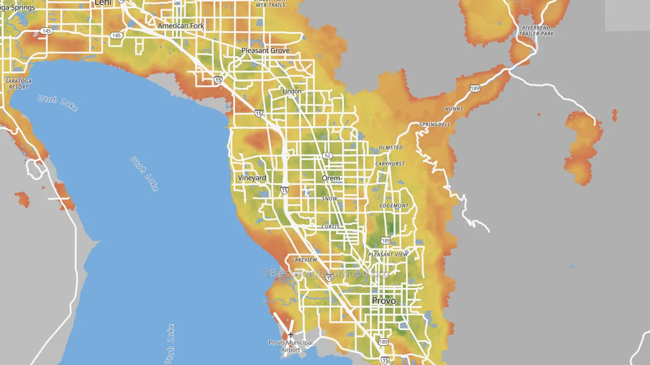 Bike Grade map of Orem, UT