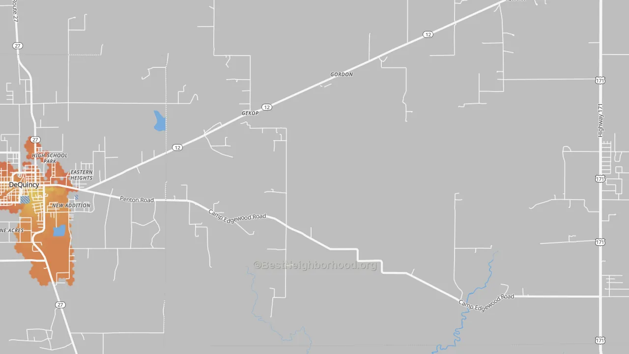 Bike Grade map of Oretta, LA